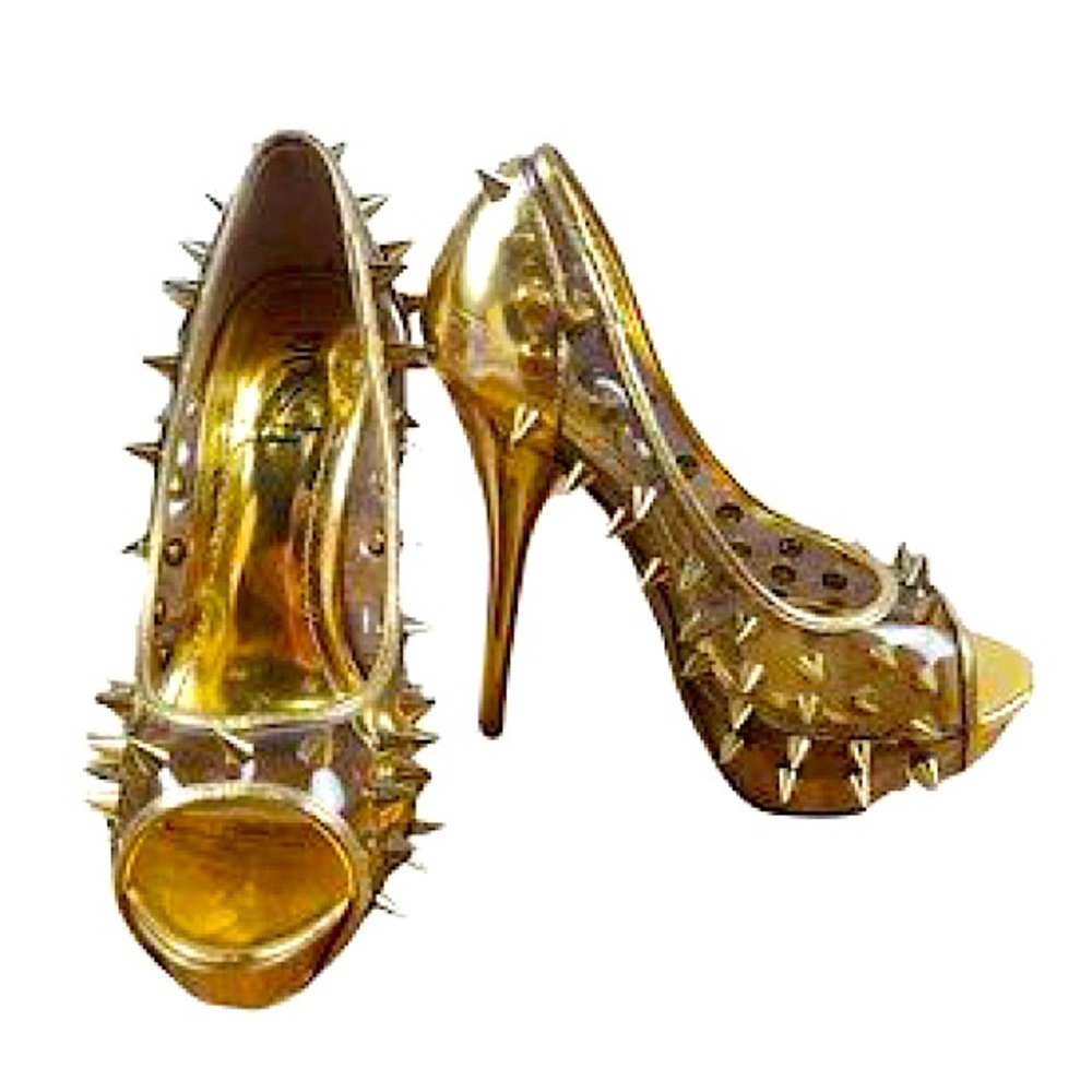 Shiekh Clear Gold Spike Heels ✨